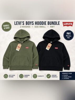 🖤💚 Levi’s Boys Hoodie Bundle | 2 Hoodies | Size Small | NWT